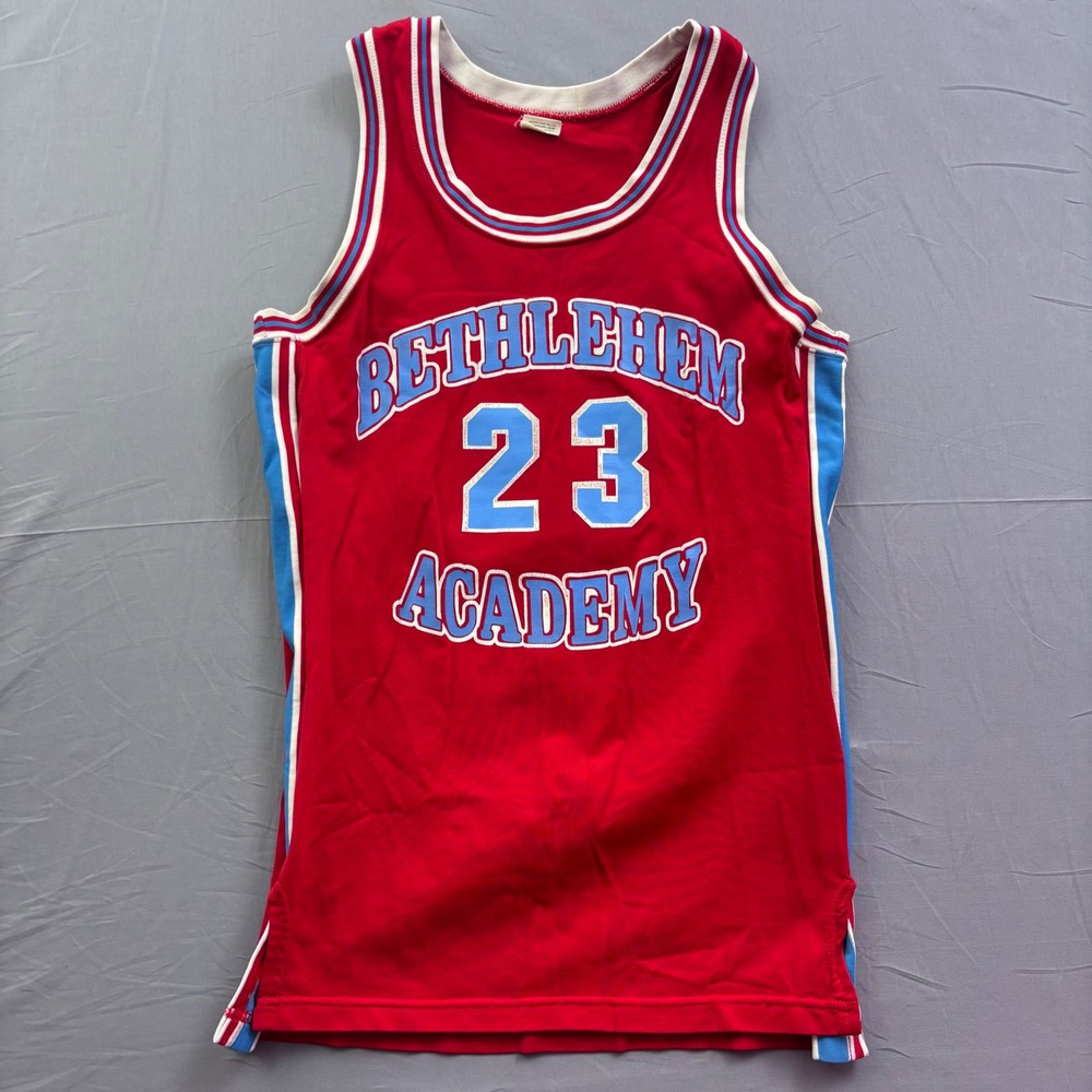 Vintage Powers Mfg Co Bethlehem Academy 23 Basketball Jersey Red Mens 42